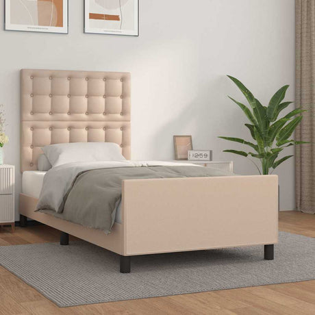 Vidaxl bedframe met hoofdbord kunstleer cappucinnokleurig 80x200 cm