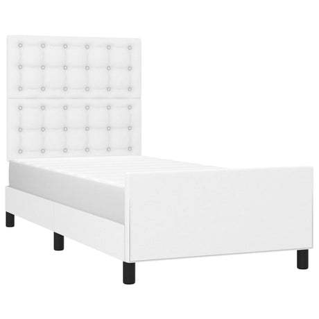 Vidaxl bedframe met hoofdbord kunstleer wit 90x190 cm