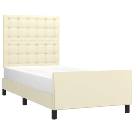 Vidaxl bedframe met hoofdbord kunstleer crèmekleurig 90x190 cm