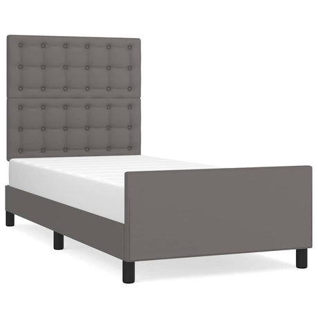 Vidaxl bedframe met hoofdbord kunstleer grijs 90x190 cm