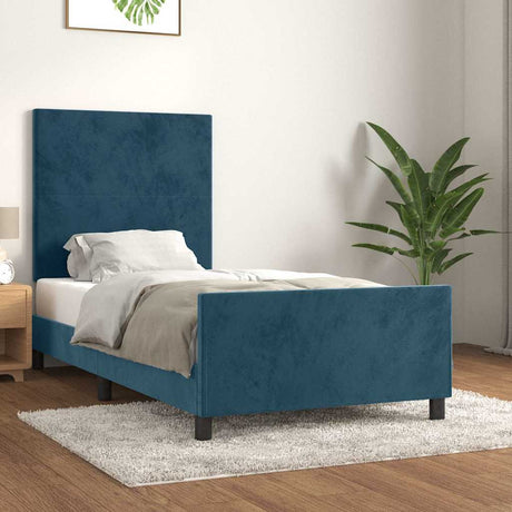 Vidaxl bedframe zonder matras 90x190 cm fluweel donkerblauw