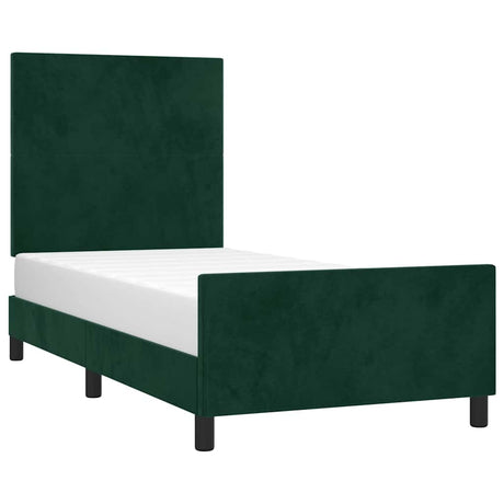 Vidaxl bedframe zonder matras 100x200 cm fluweel donkergroen