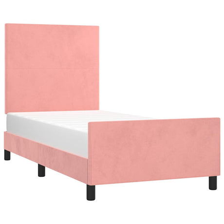 Vidaxl bedframe met hoofdeinde fluweel roze 100x200 cm