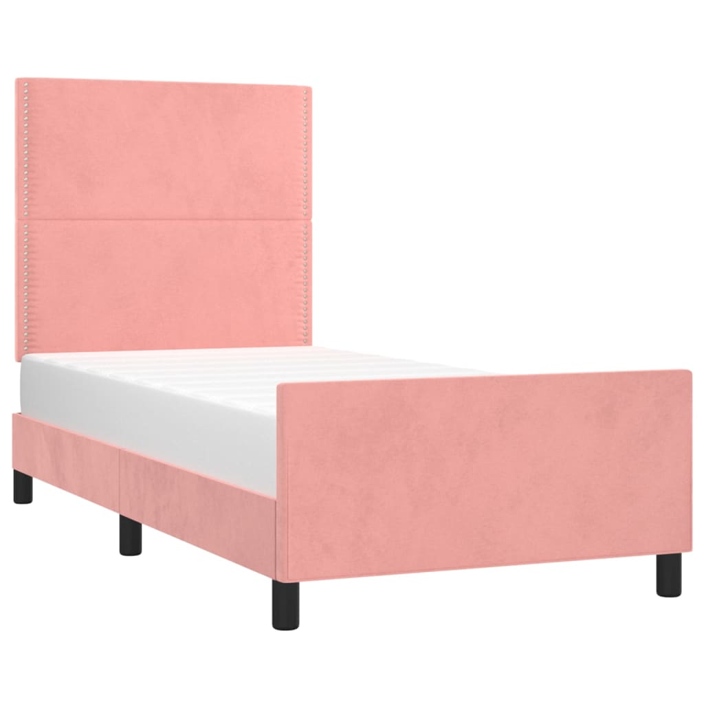 Vidaxl bedframe met hoofdeinde fluweel roze 80x200 cm