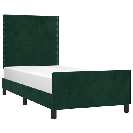 Vidaxl bedframe zonder matras 90x190 cm fluweel donkergroen