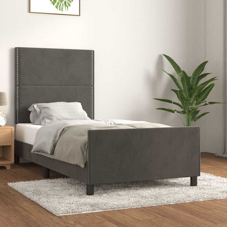 Vidaxl bedframe zonder matras 90x200 cm fluweel donkergrijs