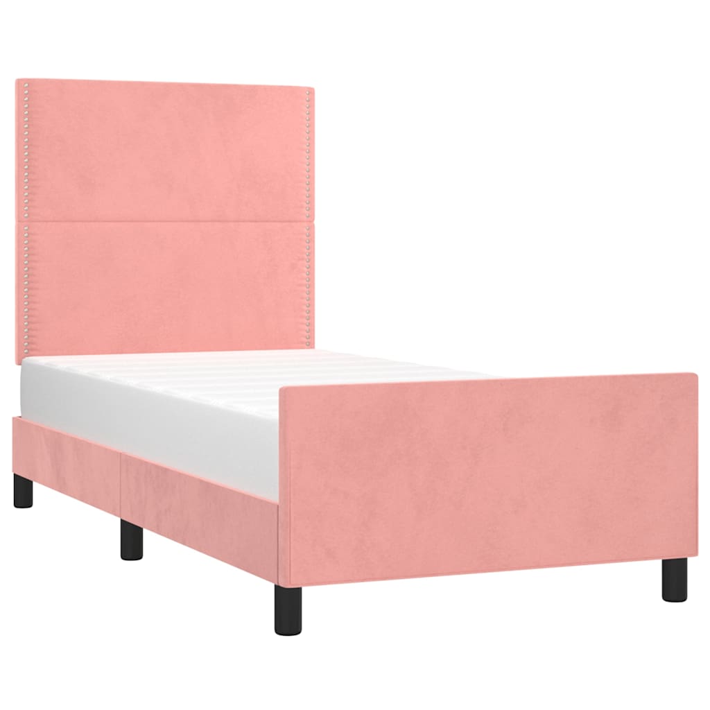 Vidaxl bedframe met hoofdeinde fluweel roze 100x200 cm