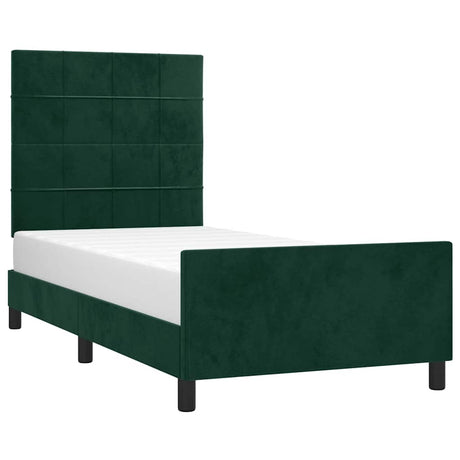 Vidaxl bedframe zonder matras 100x200 cm fluweel donkergroen