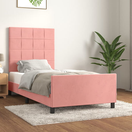 Vidaxl bedframe met hoofdeinde fluweel roze 100x200 cm