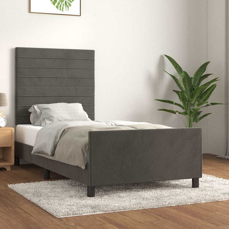 Vidaxl bedframe zonder matras 90x200 cm fluweel donkergrijs