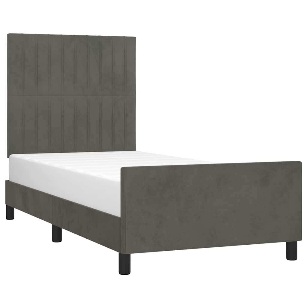 Vidaxl bedframe zonder matras 90x190 cm fluweel donkergrijs