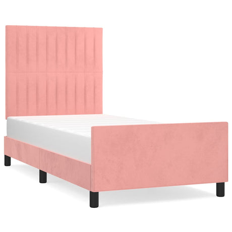 Vidaxl bedframe met hoofdeinde fluweel roze 90x200 cm