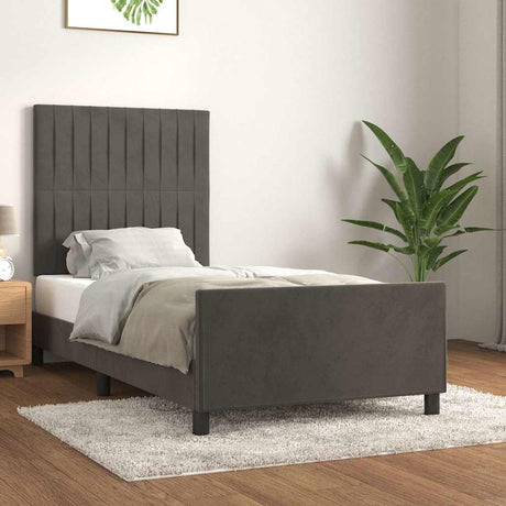 Vidaxl bedframe zonder matras 100x200 cm fluweel donkergrijs