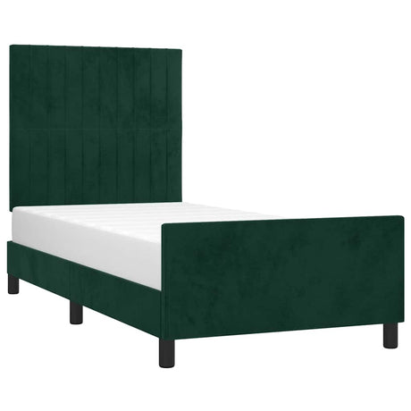 Vidaxl bedframe zonder matras 100x200 cm fluweel donkergroen