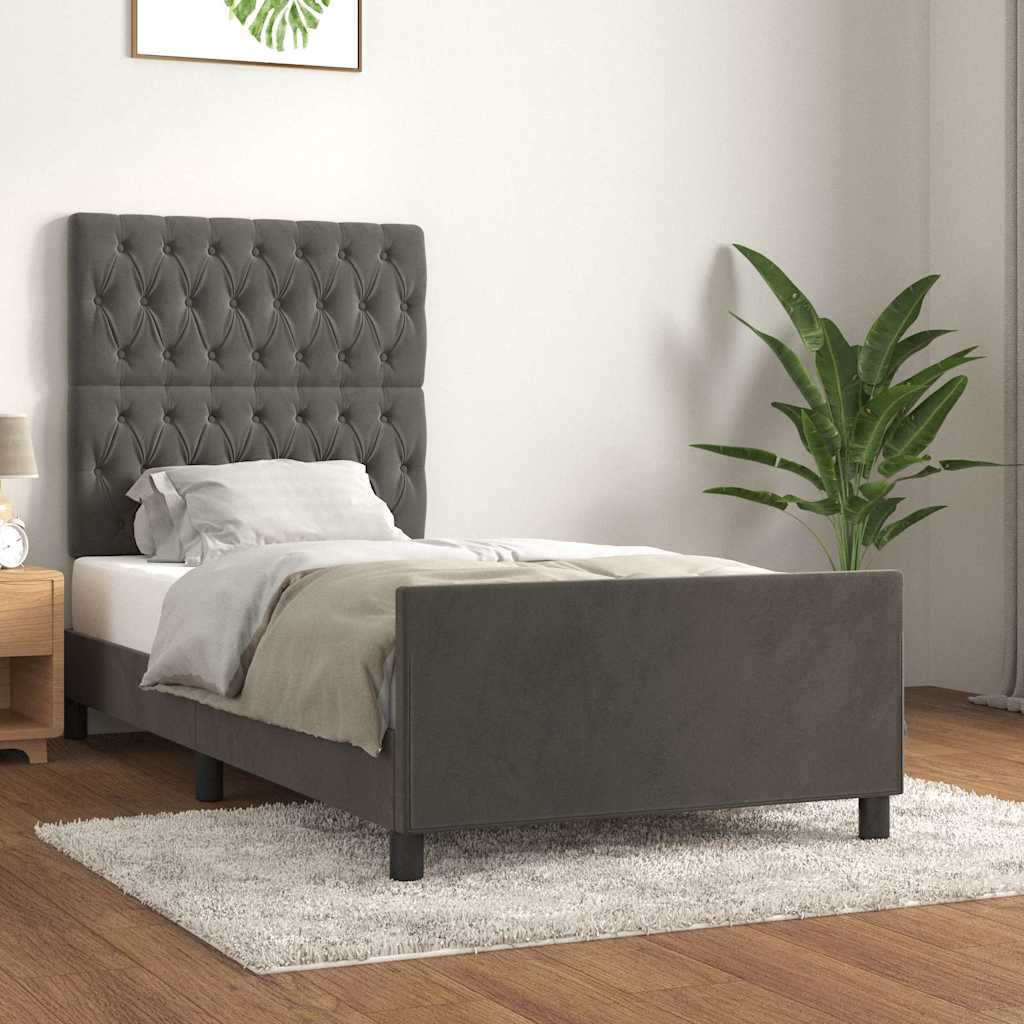 Vidaxl bedframe zonder matras 90x200 cm fluweel donkergrijs