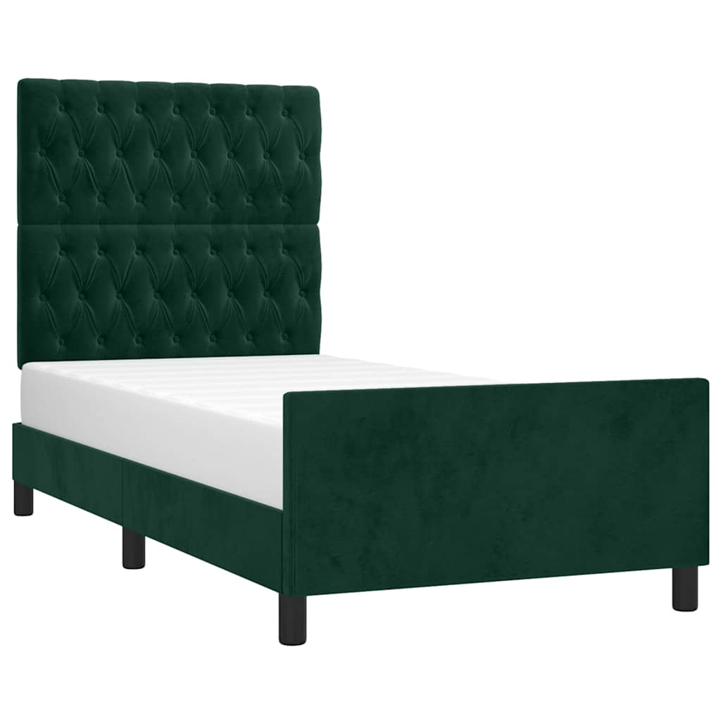 Vidaxl bedframe zonder matras 90x200 cm fluweel donkergroen