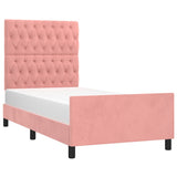 Vidaxl bedframe met hoofdeinde fluweel roze 90x200 cm
