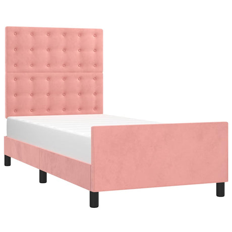 Vidaxl bedframe met hoofdeinde fluweel roze 80x200 cm