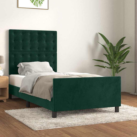 Vidaxl bedframe zonder matras 90x200 cm fluweel donkergroen