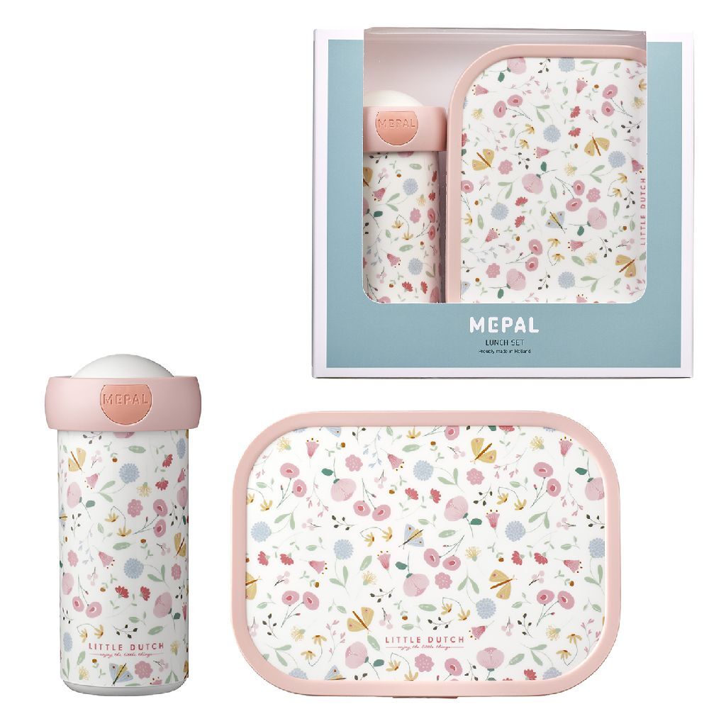 Mepal Lunchset mit kleinen holländischen Blumen und Schmetterlingen