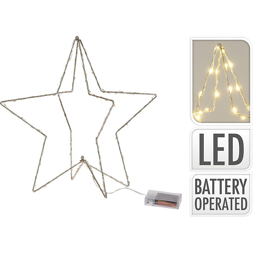 Kein Feuerstern mit LED 37cm gold | 3 Stück