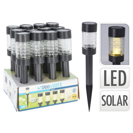 Pro Garten-Solarlampe Anthrazit-Edelstahlglas