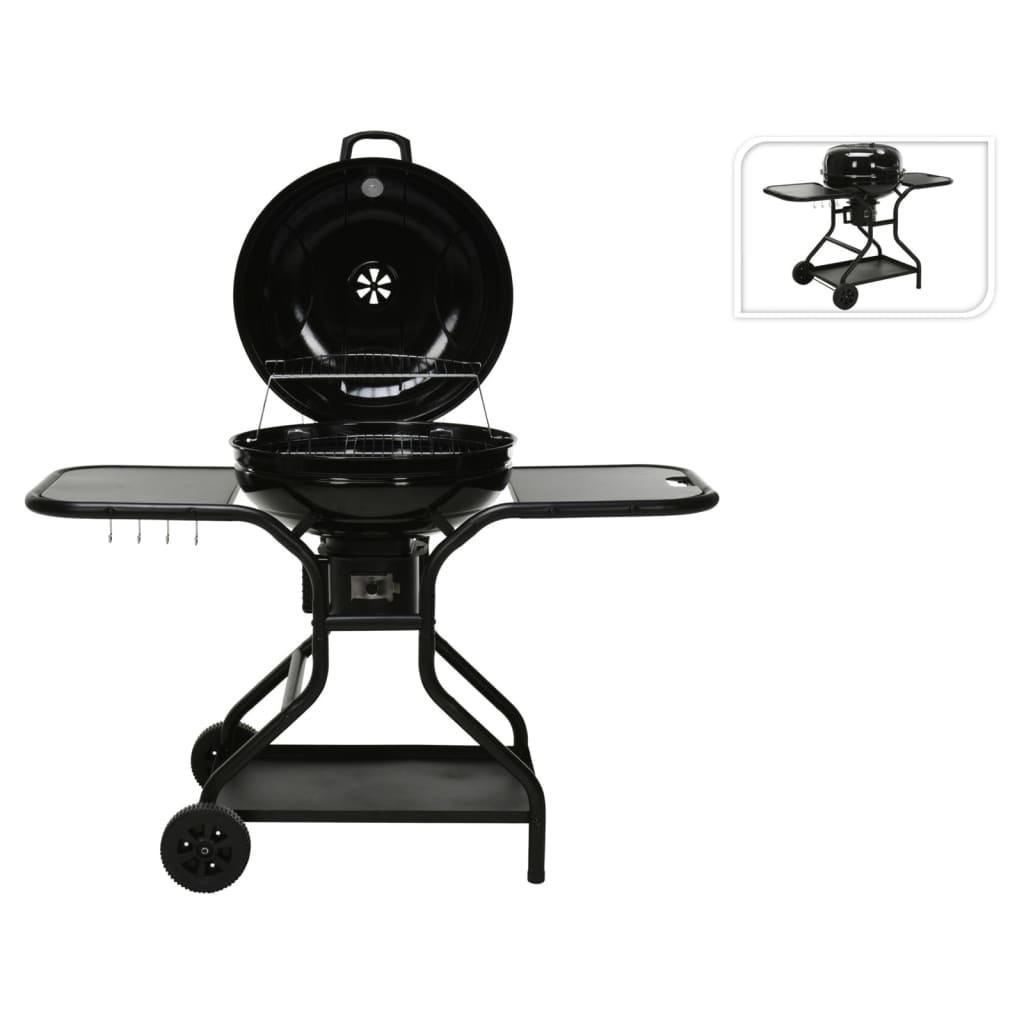 Progarden Grill auf Rädern mit Seitentisch schwarz