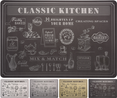 Placemat pp kitchen 435x285mm 4 assorti