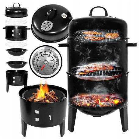 Progarden Charcoal Grill mit Kamin und 2 Grillgrills schwarz