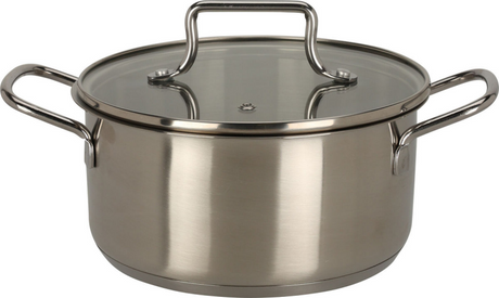 Eh kookpan rvs met glazen deksel - 18cm