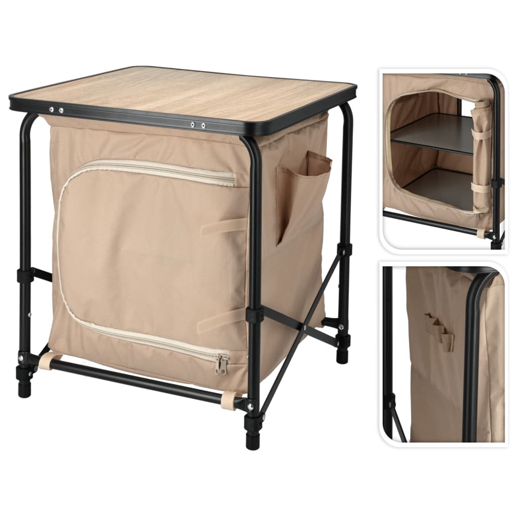 Redcliffs Camping Table mit Kabinett 48x48x53,5 cm Beige