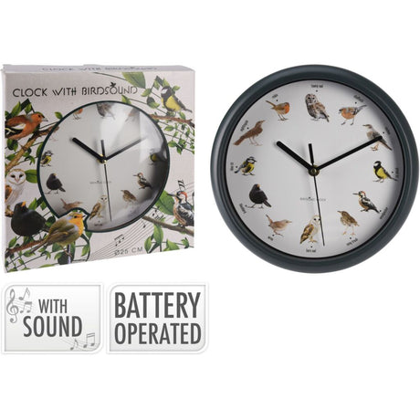 Andere Marken-Wanduhr mit Vogelgeräusch 25 cm schwarz
