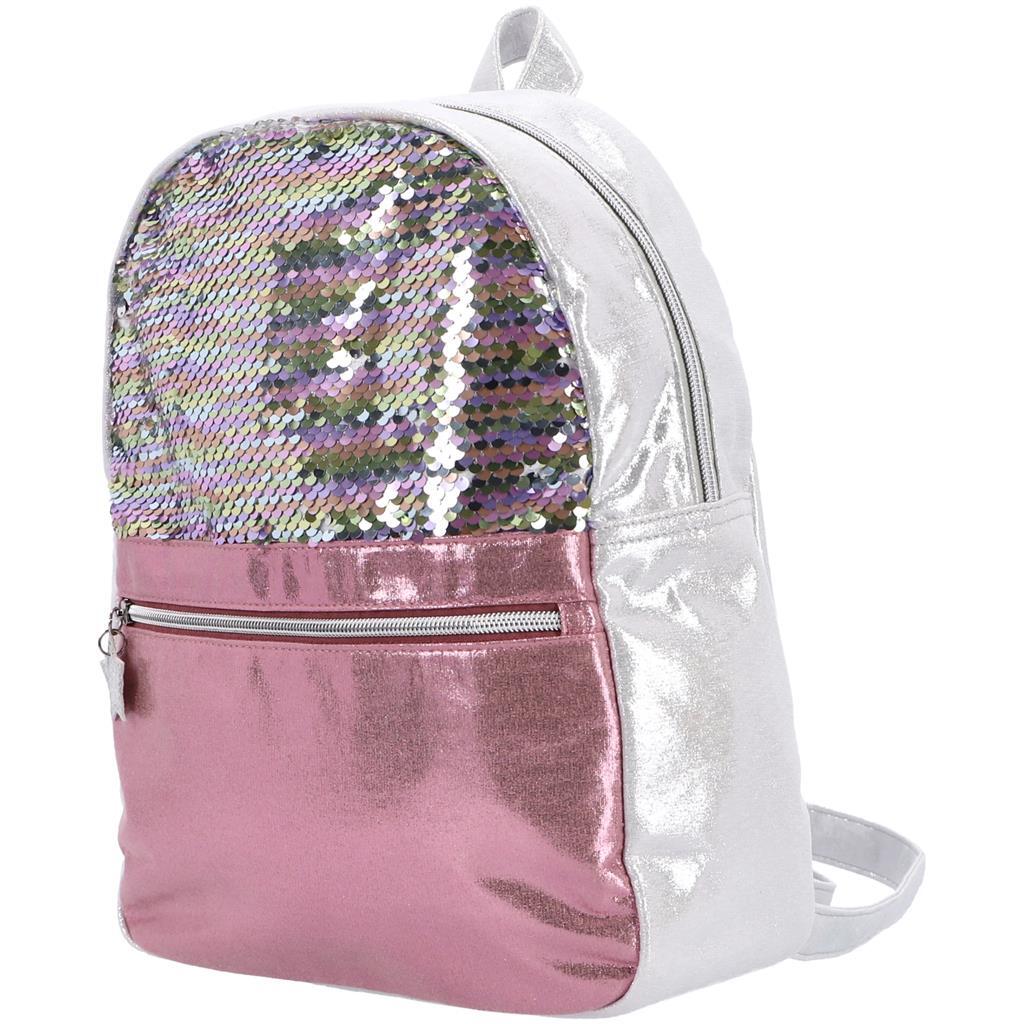 Basic-Rucksack mit Pailletten in Rosa und Silber