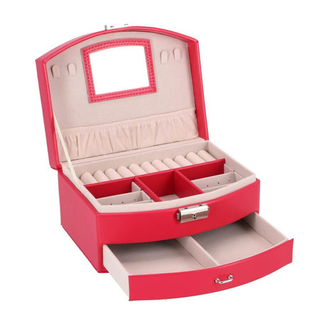 No Brand Schmuckschatulle Deluxe rosa Schmuckschatulle mit Spiegel und Schublade.
