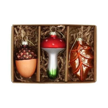 Hbx Natural Living Weihnachtsanhänger Glaswald 3 Stück Fensterbox