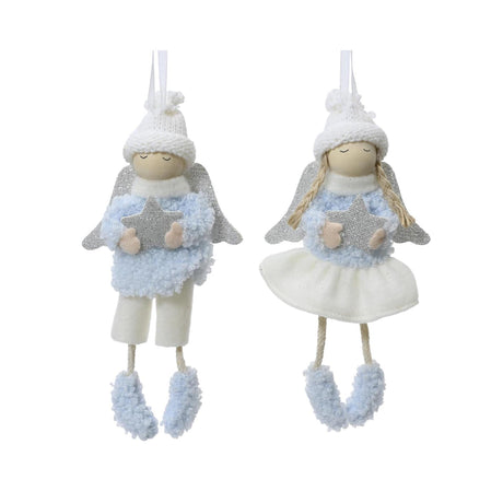 Decoris Weihnachtsanhänger Engel blau weiß 8x3x16cm