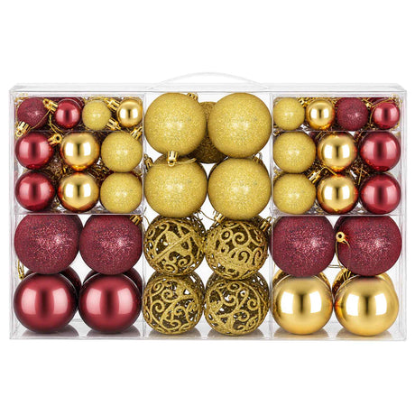 Vidaxl Weihnachtsbällchen 100 PCs 3 4 6 cm Golden und Wein rot