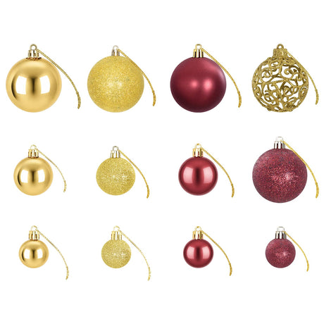Vidaxl Weihnachtsbällchen 100 PCs 3 4 6 cm Golden und Wein rot