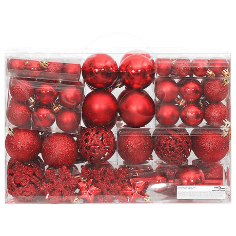 Vidaxl 111-teiliges Weihnachtskugel-Set Styropor rot
