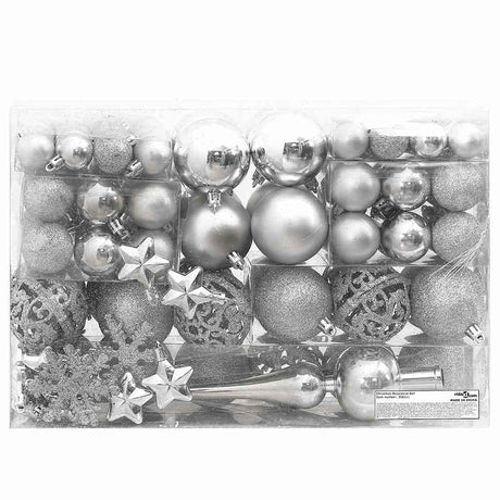 Vidaxl 111-teiliges Weihnachtskugel-Set aus Polystyrol, silberfarben