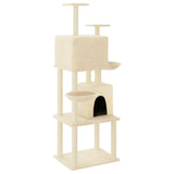 Vidaxl -Katzenmöbel mit Sisal -Kratzerpfosten 180 cm creme -gelenkt