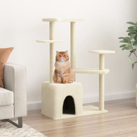 Vidaxl -Katzenmöbel mit Sisal -Kratzer -Pfosten 107,5 cm creme -colored