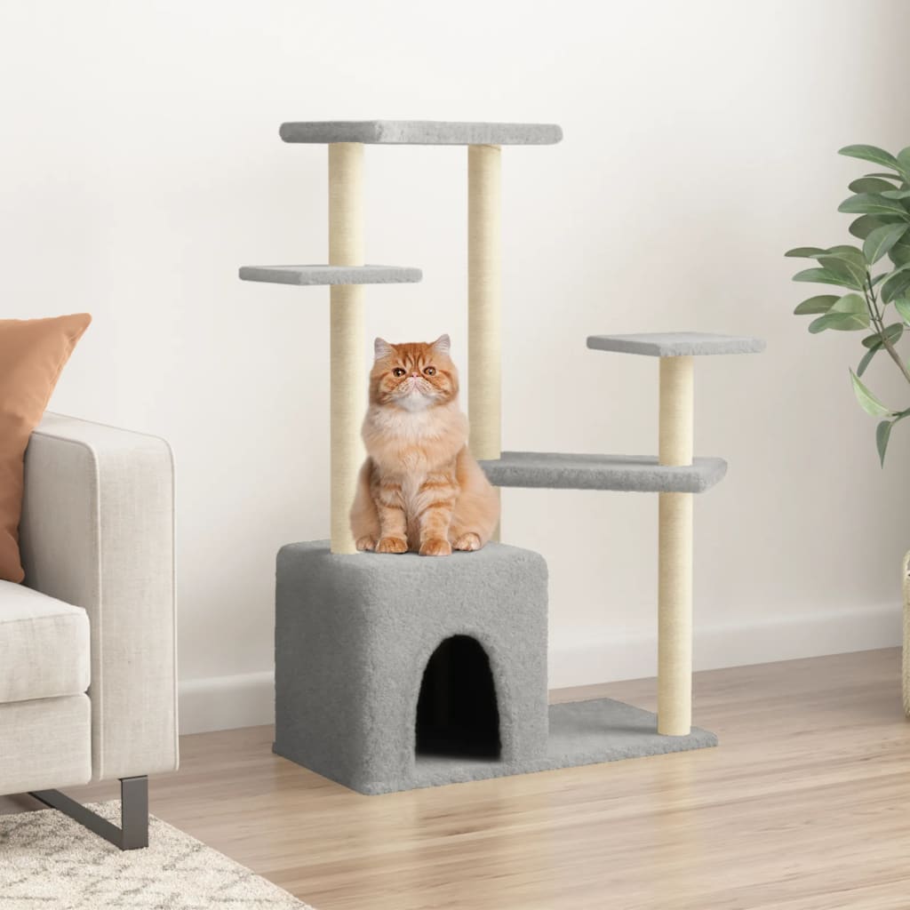Vidaxl -Katzenmöbel mit Sisal -Kratzerpfosten 107,5 cm hellgrau