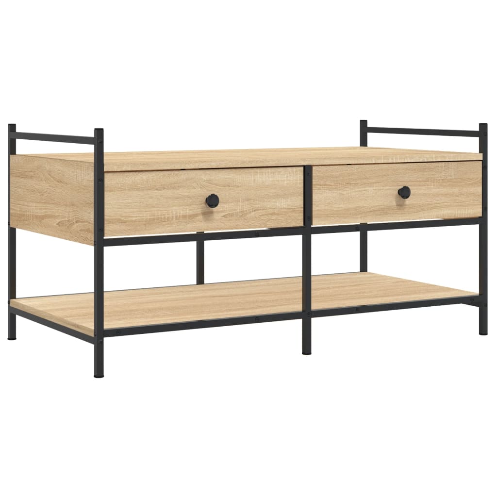 Vidaxl salontafel 99x50x50 cm bewerkt hout sonoma eikenkleurig