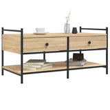 Vidaxl salontafel 99x50x50 cm bewerkt hout sonoma eikenkleurig