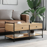 Vidaxl salontafel 99x50x50 cm bewerkt hout sonoma eikenkleurig