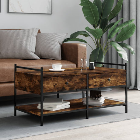 Vidaxl salontafel 99x50x50 cm bewerkt hout gerookt eikenkleurig