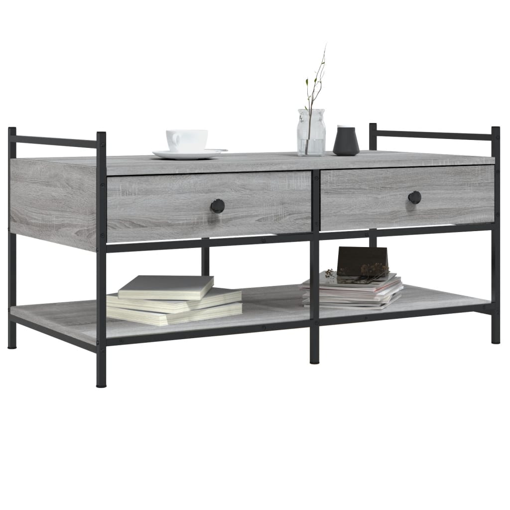 Vidaxl salontafel 99x50x50 cm bewerkt hout grijs sonoma eikenkleurig