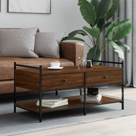 Vidaxl salontafel 99x50x50 cm bewerkt hout bruin eikenkleur