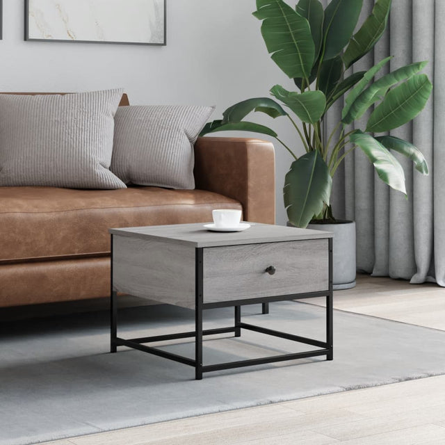 Vidaxl salontafel 51x51x40 cm bewerkt hout grijs sonoma eikenkleurig